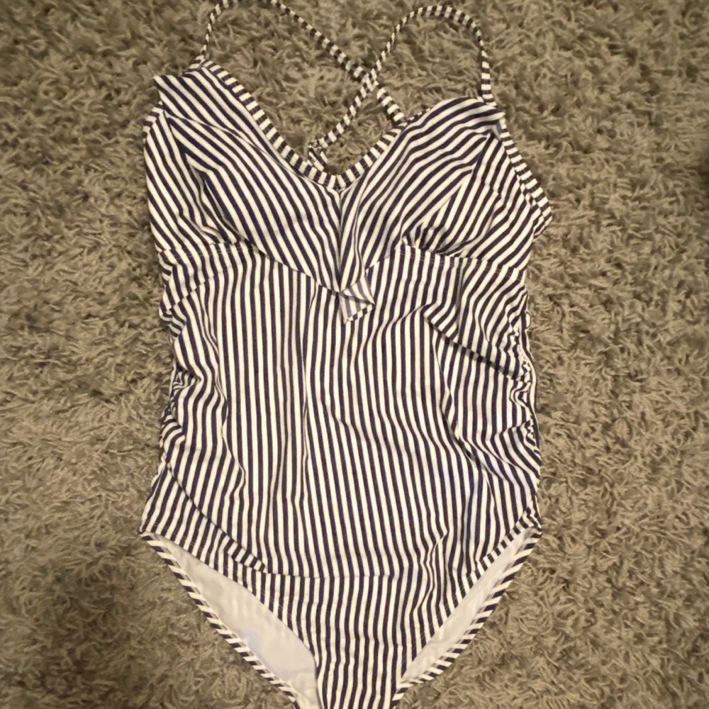 Nautical striped maternity swimsuit
